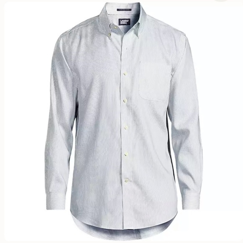 Lands End No Iron Supima Cotton Pinpoint Buttondown Collar Dress Shirt Sz 18-37
